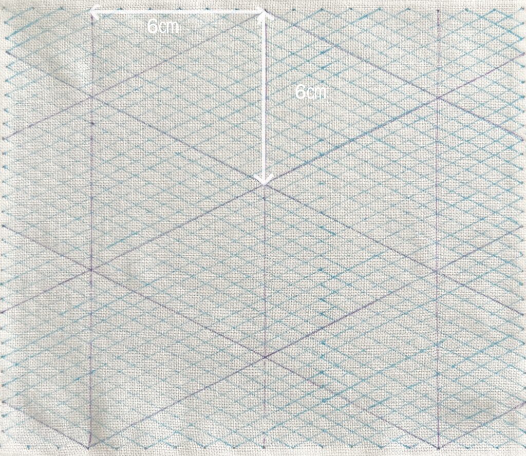 刺し子の二重六剣花に鱗霰の描き方画像