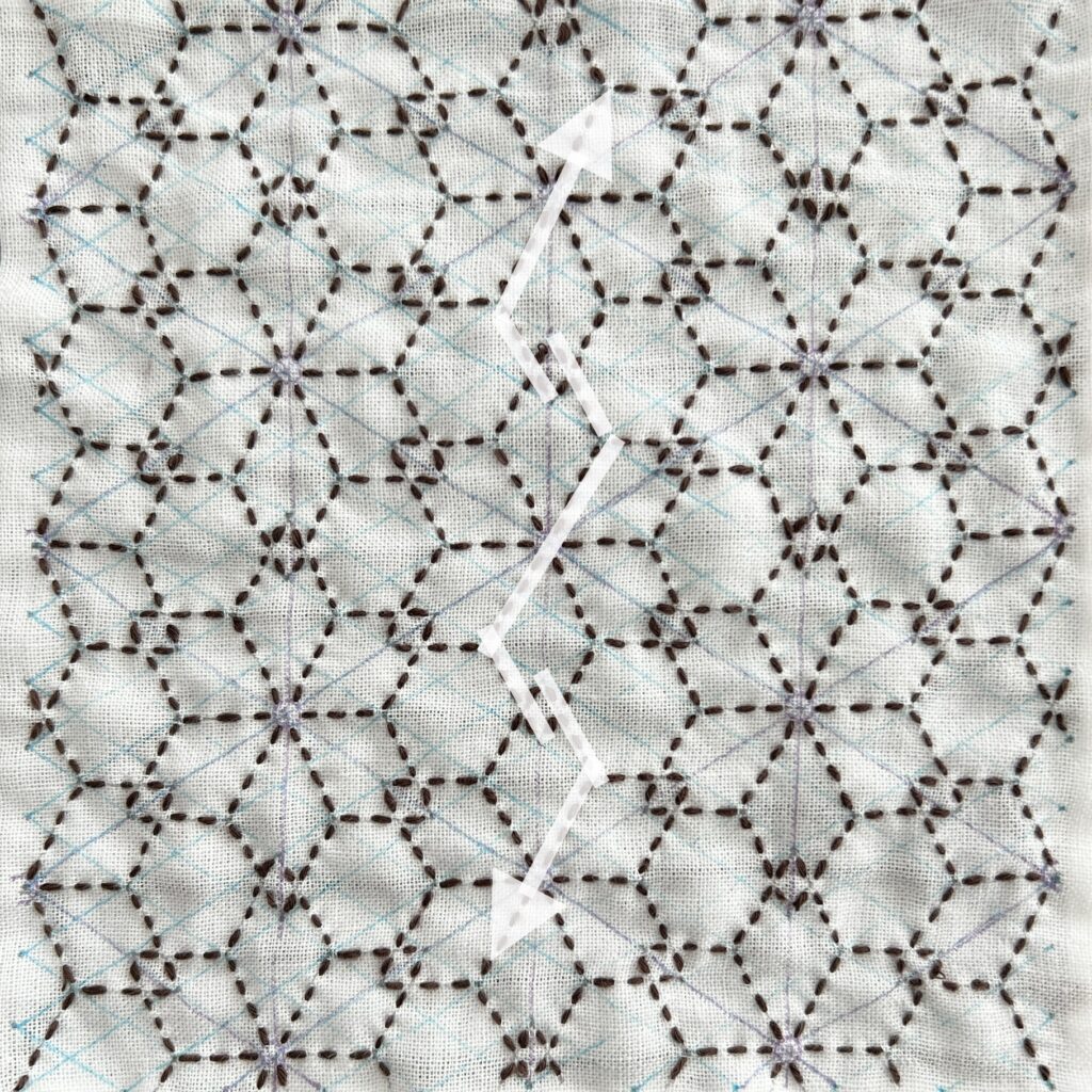 刺し子の変わり麻の葉の刺し方画像