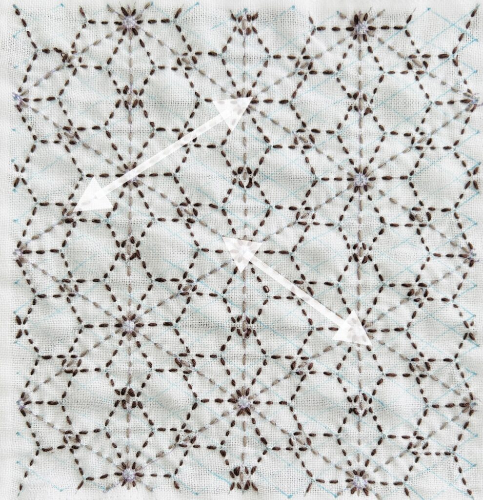 刺し子の変わり麻の葉の刺し方画像