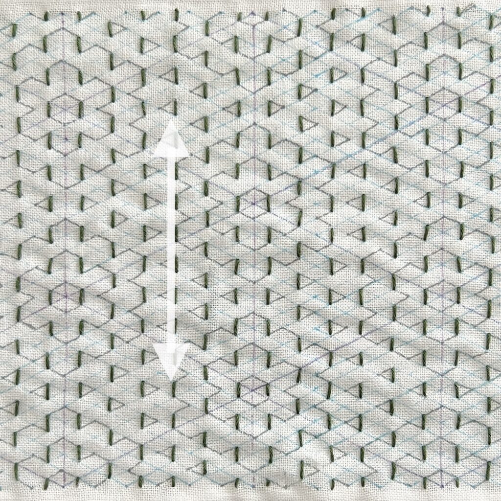 刺し子の二重六剣花に鱗霰の刺し方画像