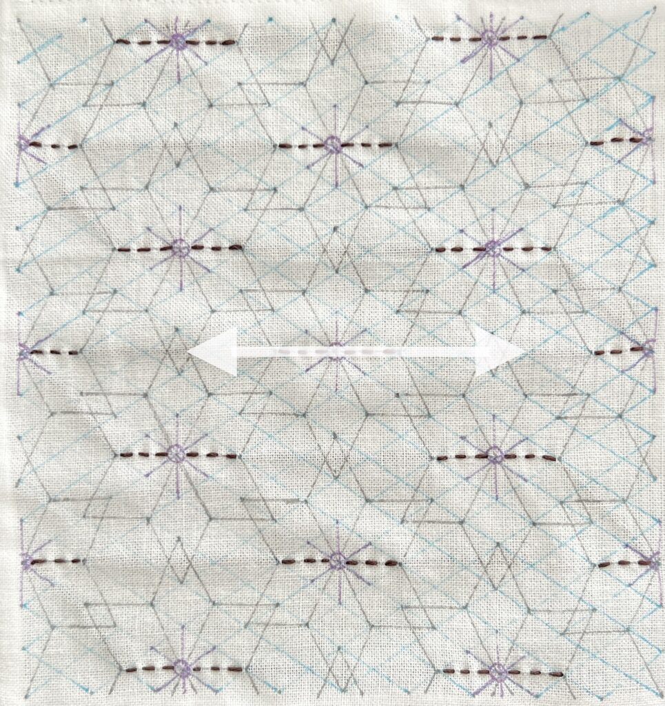 刺し子の変わり麻の葉の刺し方画像