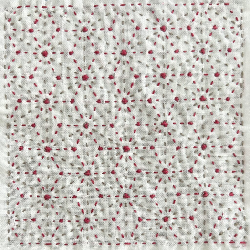 刺し子のつの麻の葉のうら側画像