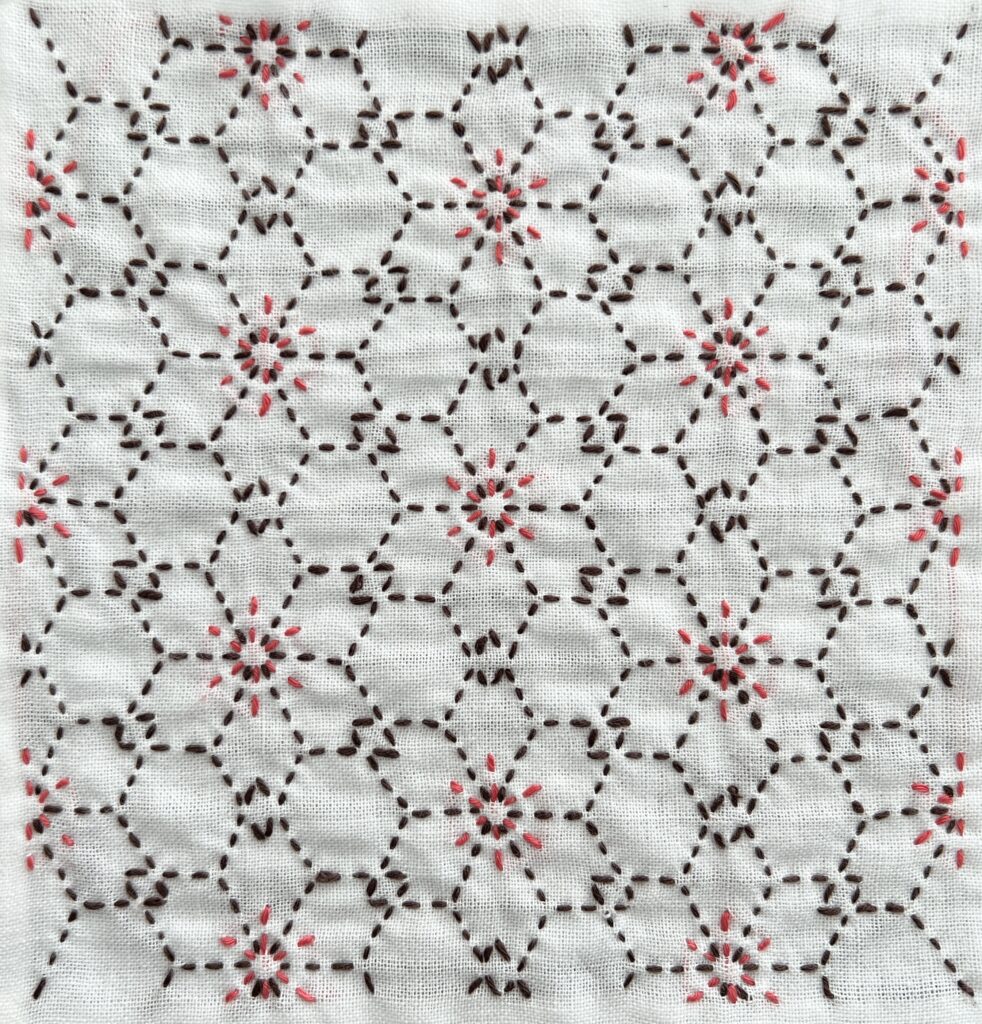 刺し子の変わり麻の葉のうら側画像