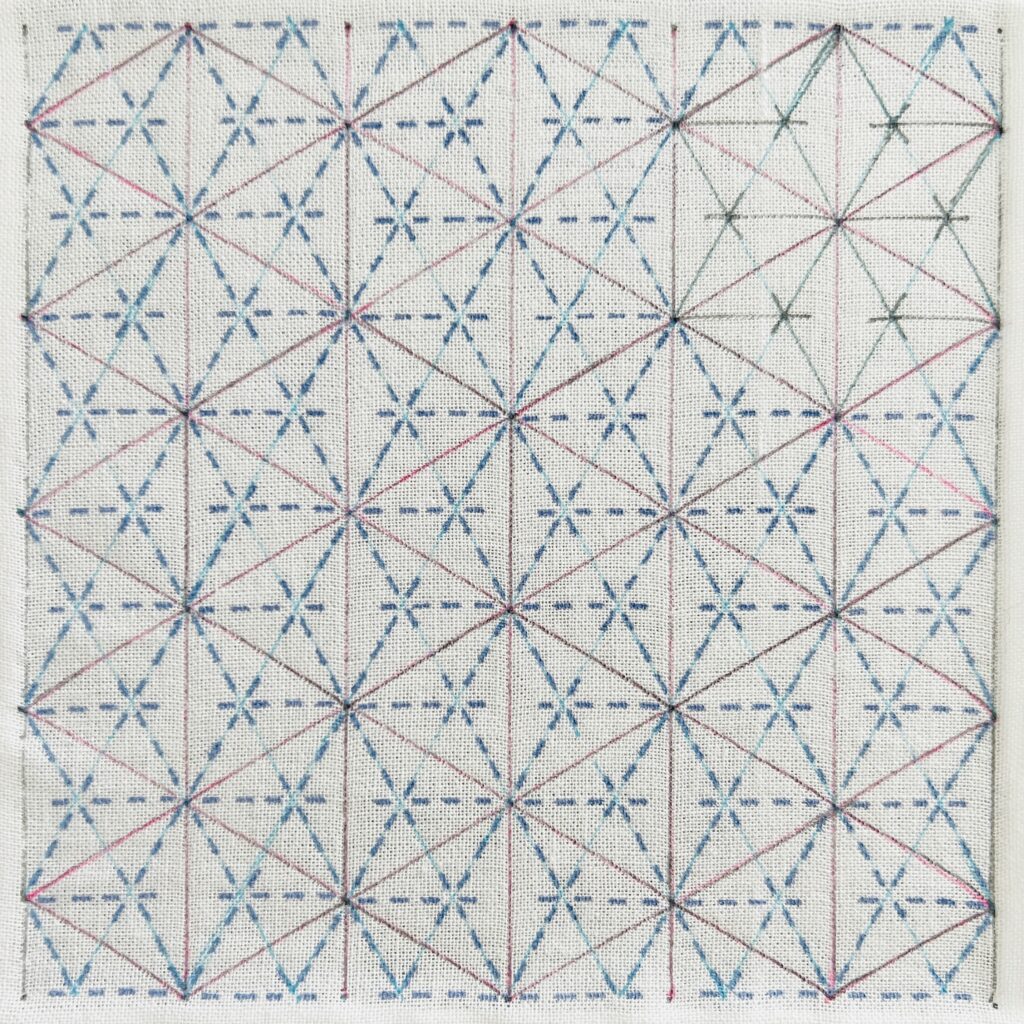 刺し子のつの麻の葉の下書き画像