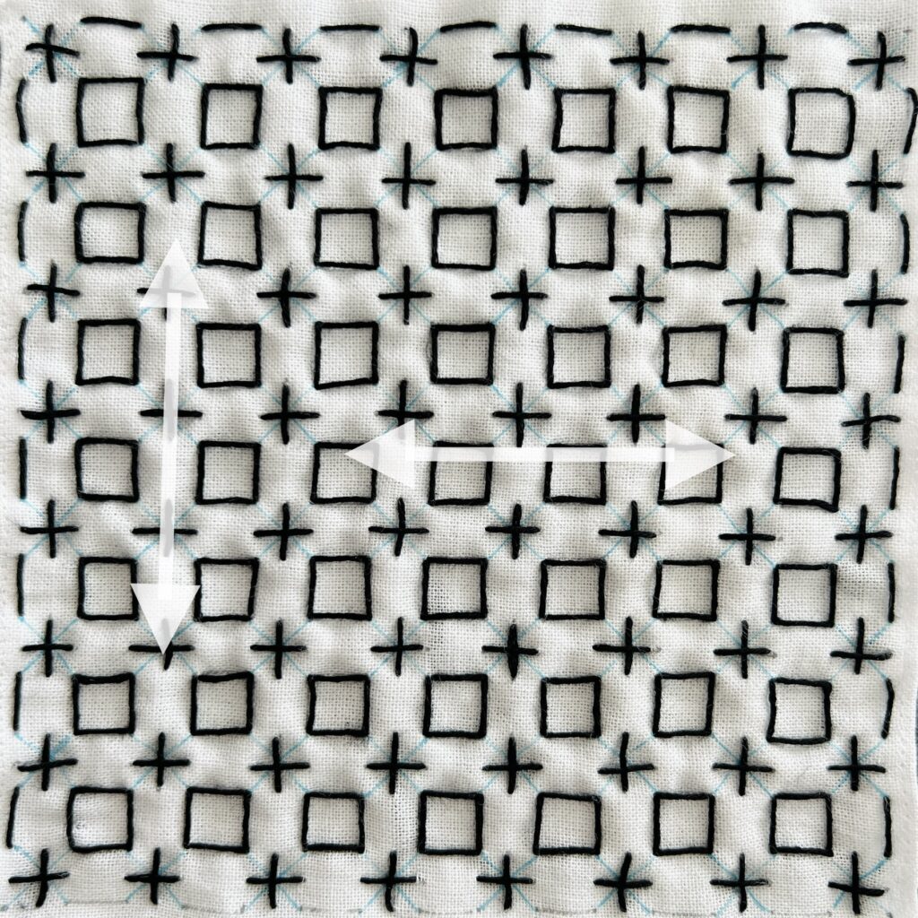 刺し子銭刺しアレンジの刺し方画像