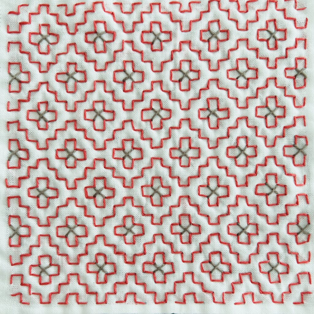 刺し子花角十つなぎの裏側の画像