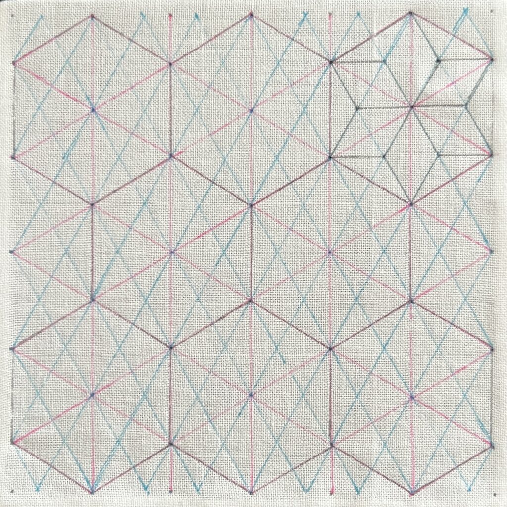 刺し子のつの麻の葉の描き方画像