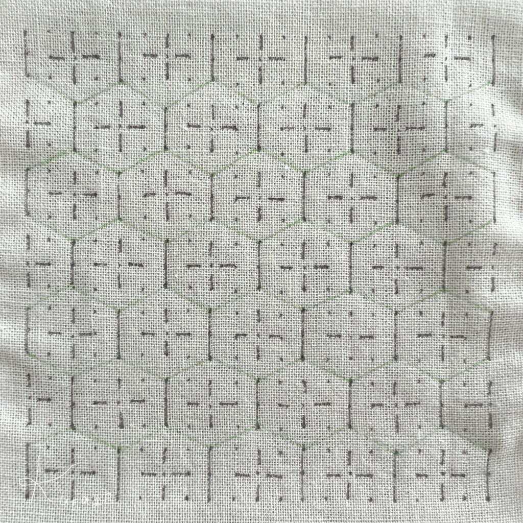 刺し子亀甲花刺しの下書き画像