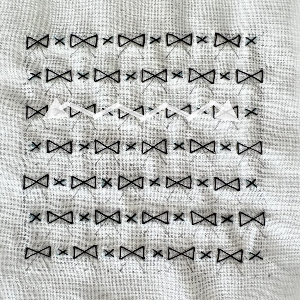 刺し子蝶結びの刺し方画像