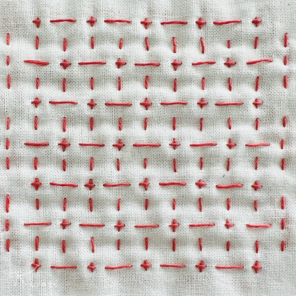 刺し子亀甲花刺しの裏側画像