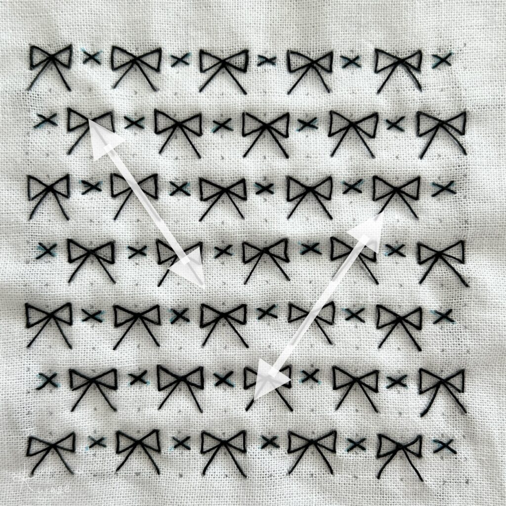 刺し子蝶結びの刺し方画像