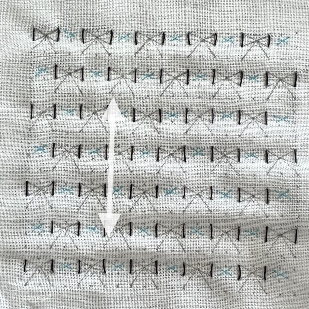 刺し子蝶結びの刺し方画像