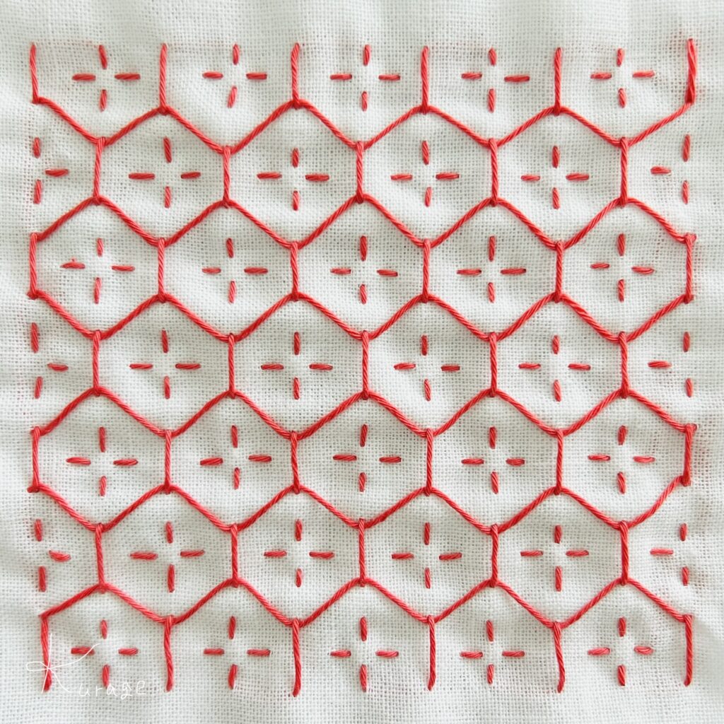 刺し子亀甲花刺しの画像