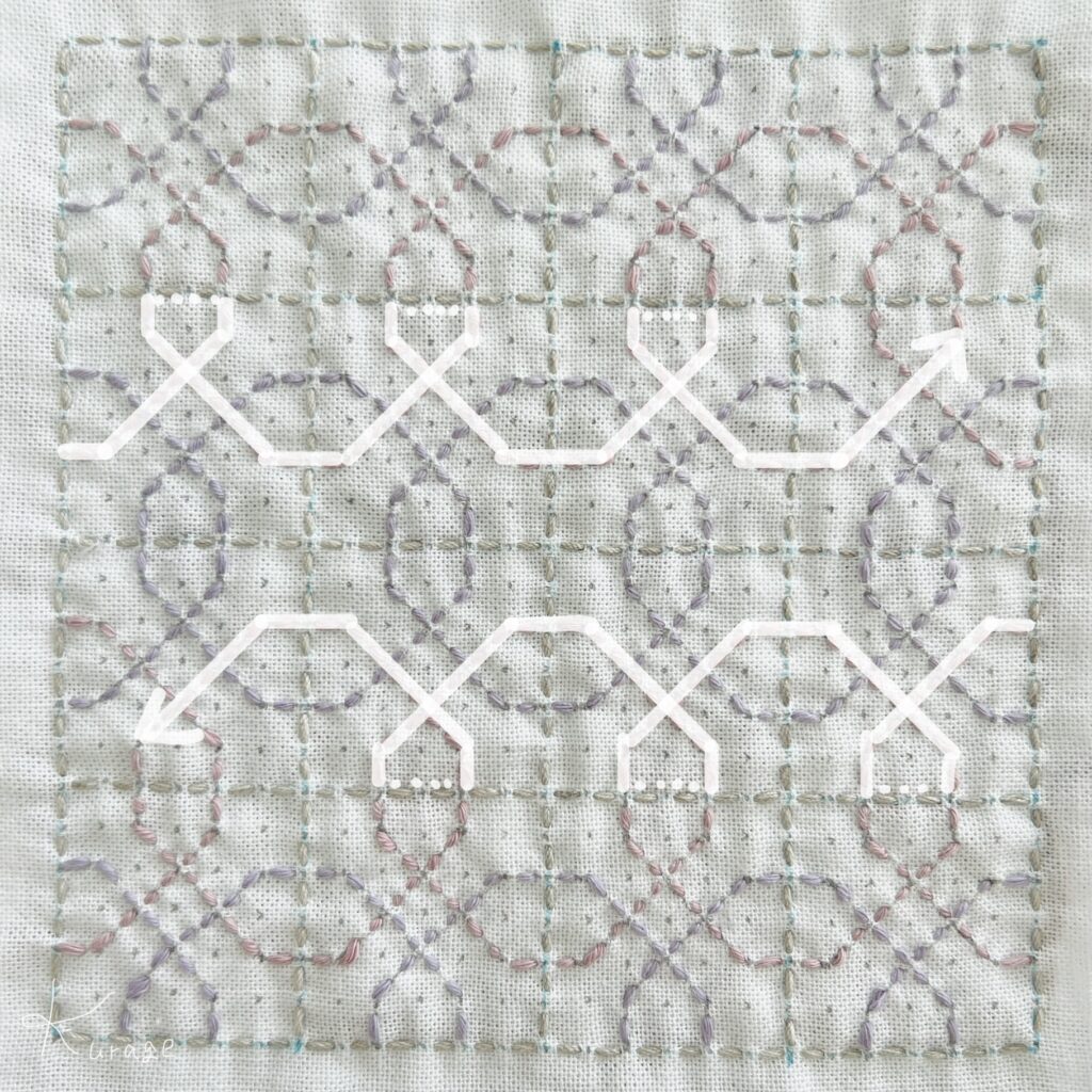 刺し子の八角つなぎの刺し方画像