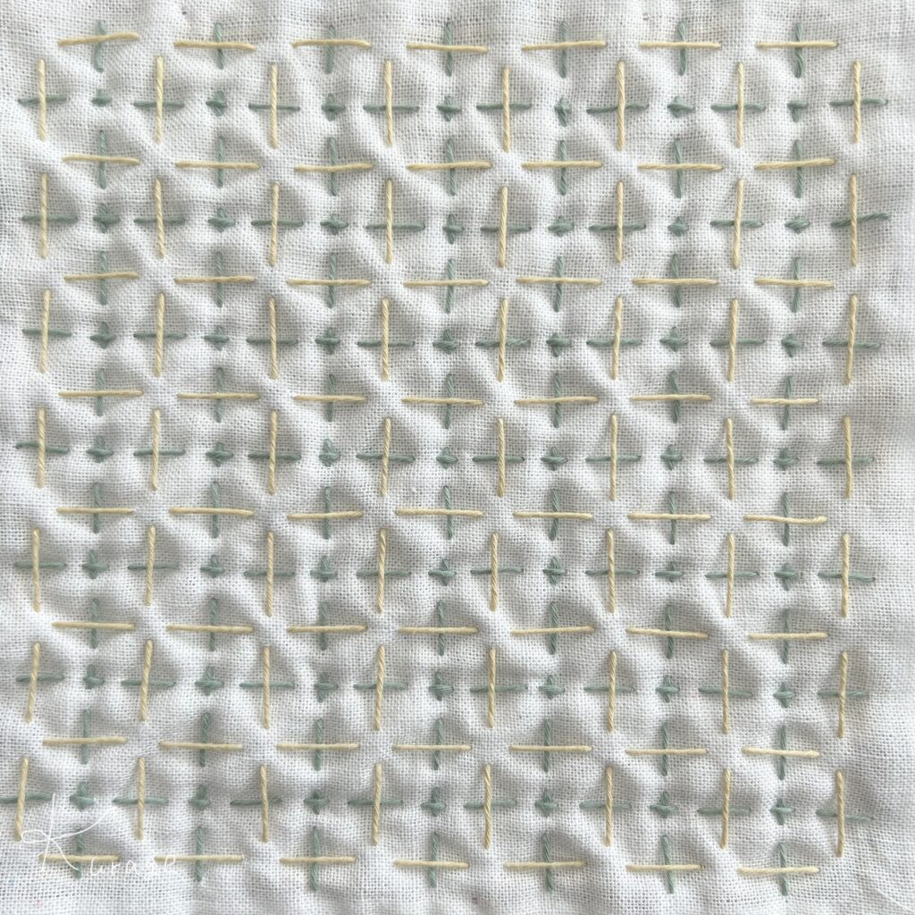 刺し子を紫陽花刺しのうら側画像