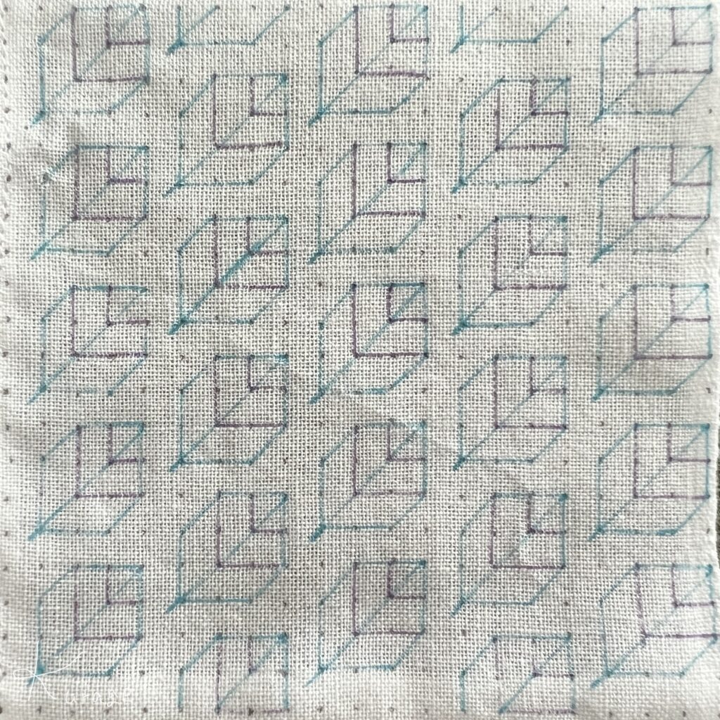 刺し子葉っぱ模様の下書き画像