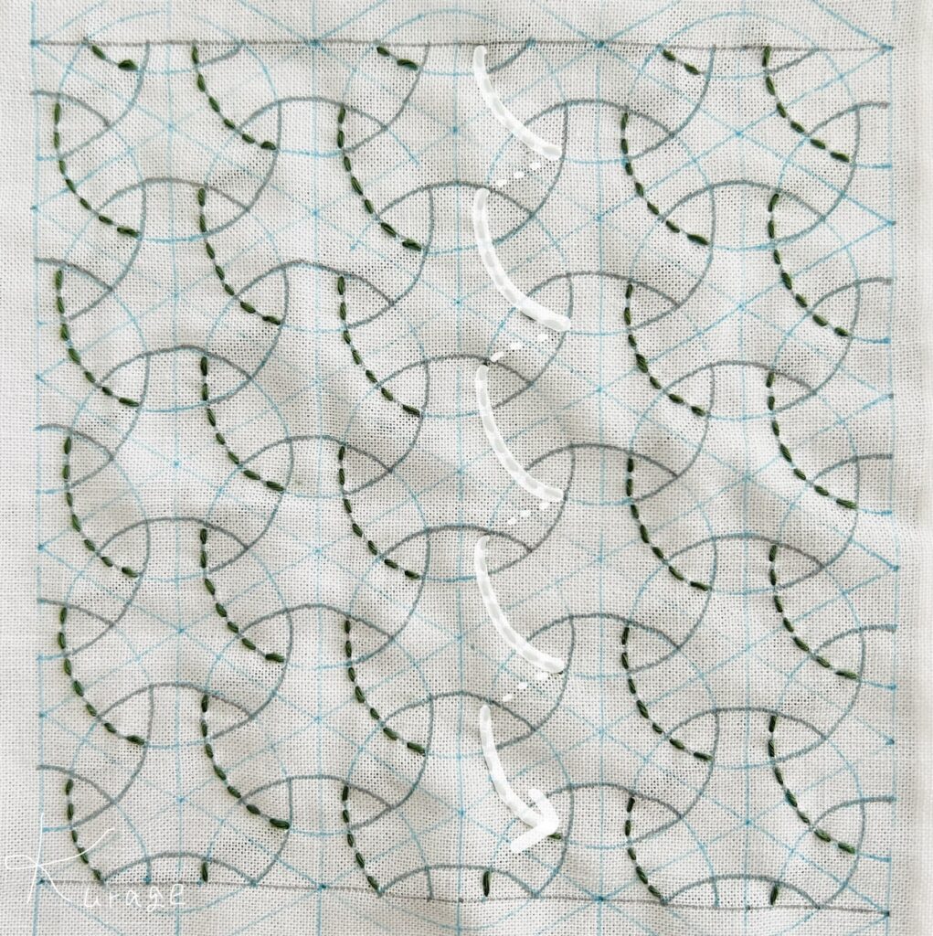 刺し子丸毘沙門の刺し方画像