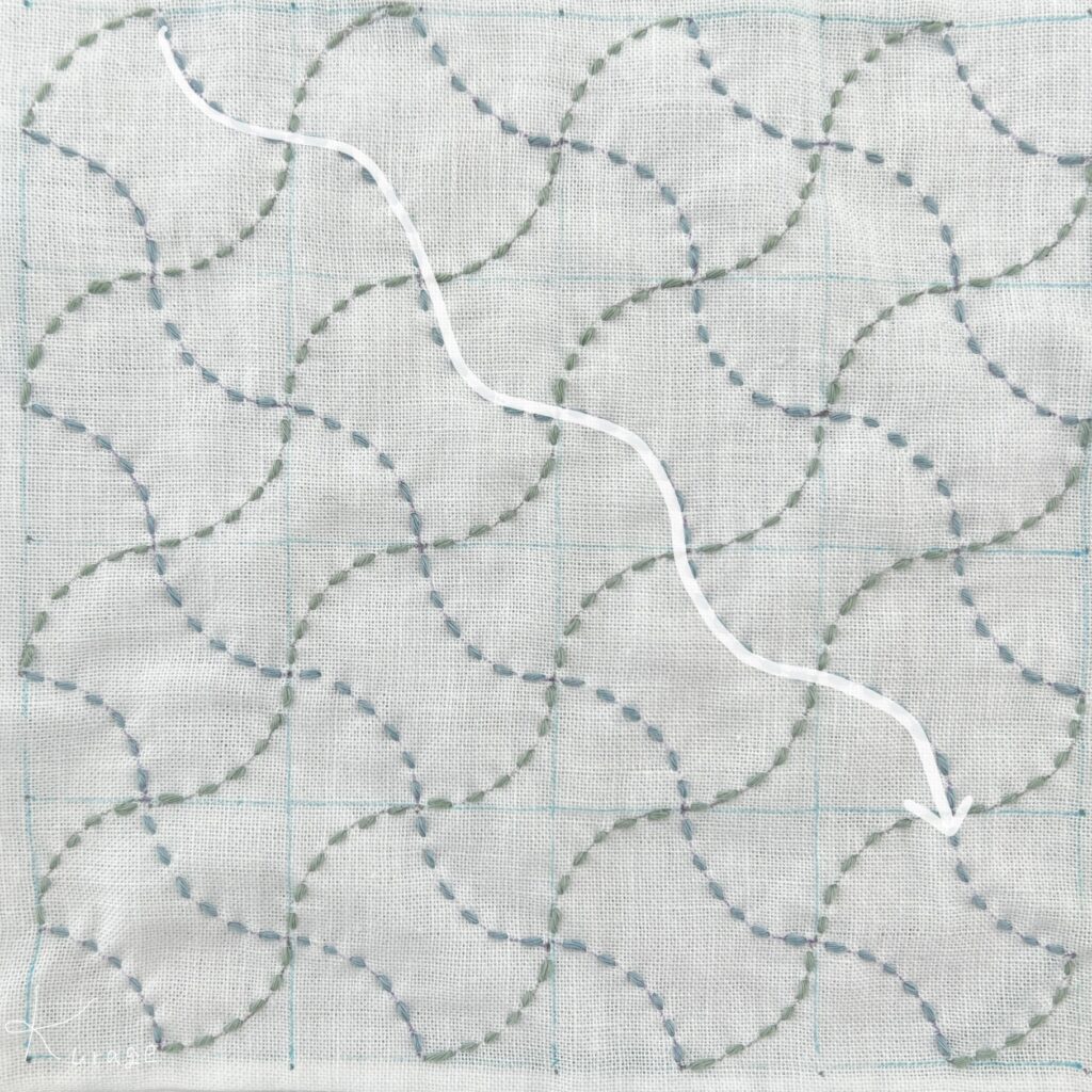 刺し子分銅つなぎの刺し方画像