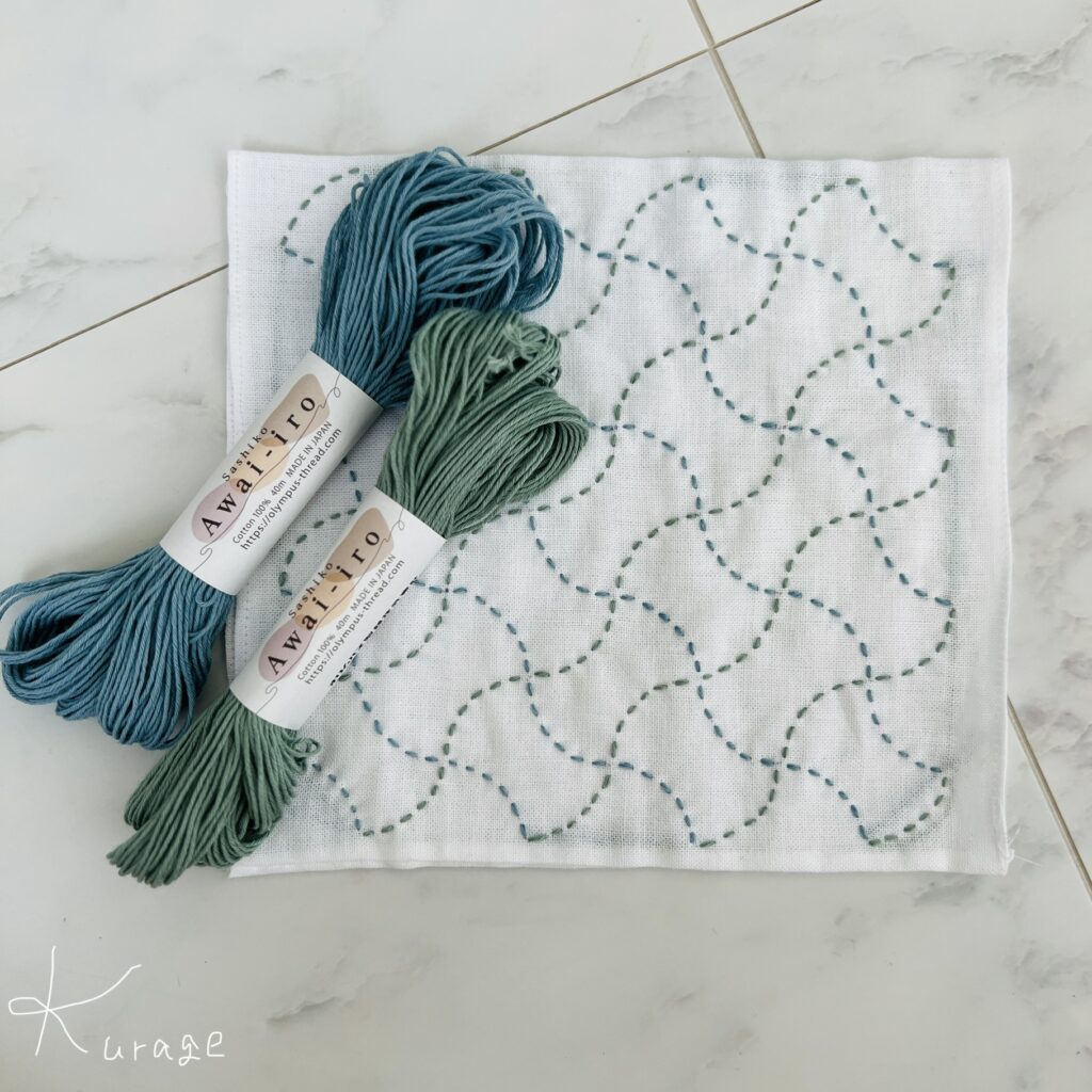 刺し子糸と分銅つなぎの画像