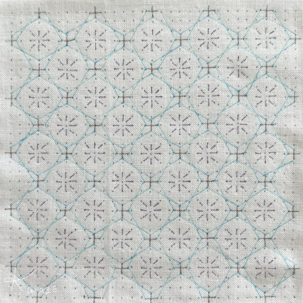 刺し子の米刺しくぐりの下描き画像