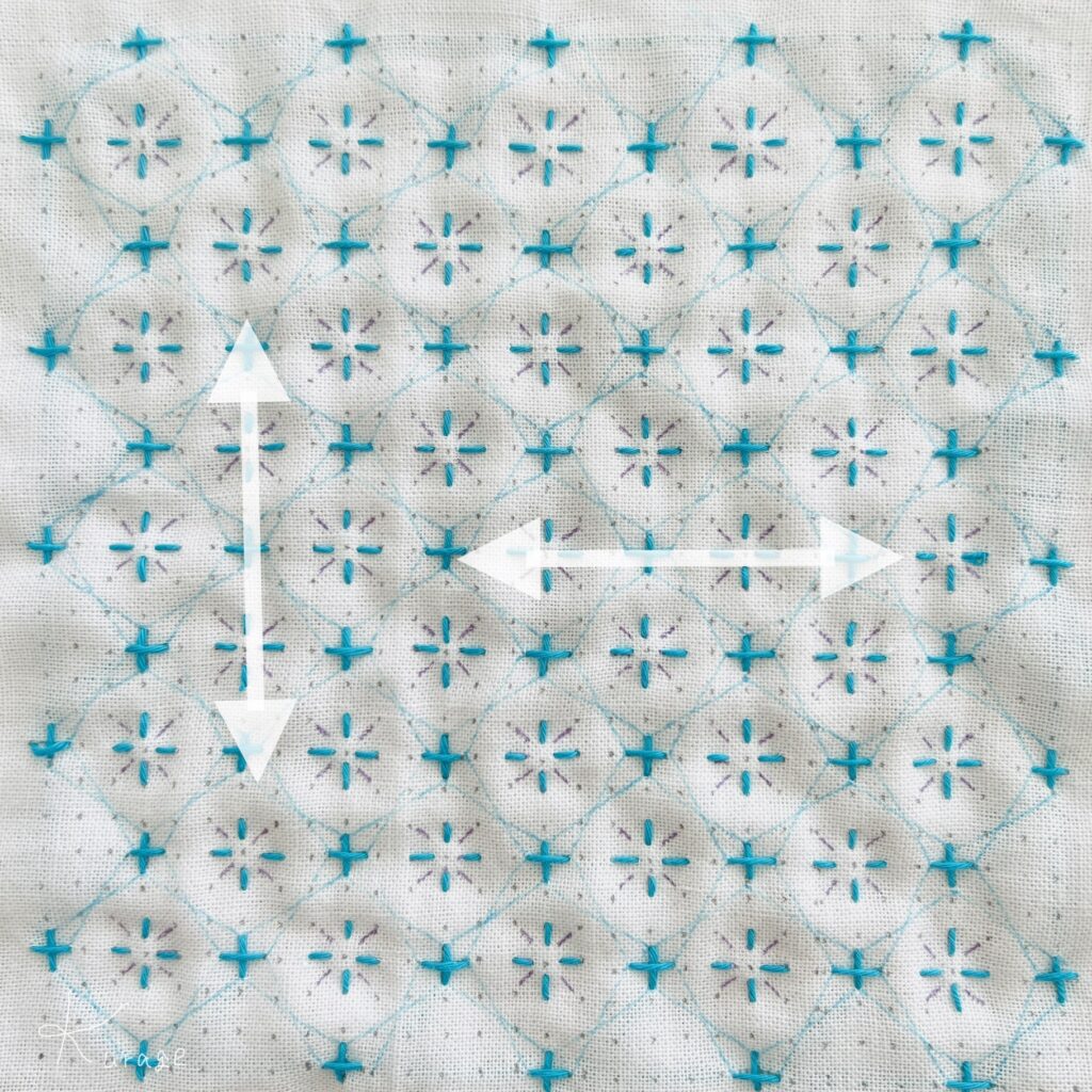 刺し子の米刺しくぐりの刺し方画像