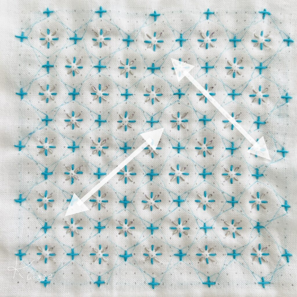 刺し子の米刺しくぐりの刺し方画像