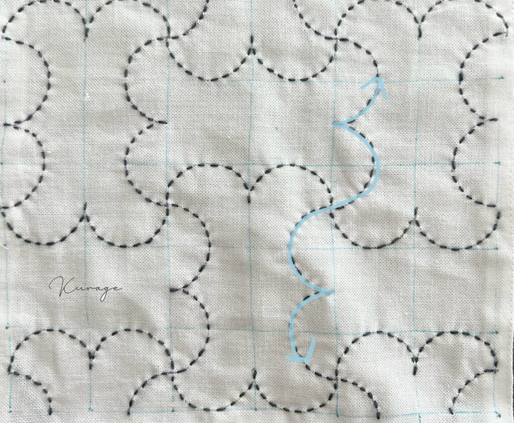 刺し子巴つなぎの刺し方画像