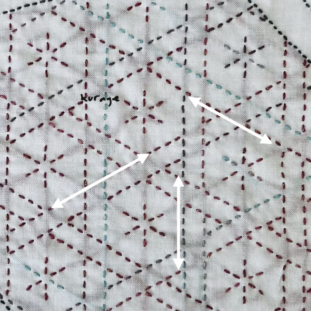 刺し子の籠目花文の刺し方画像